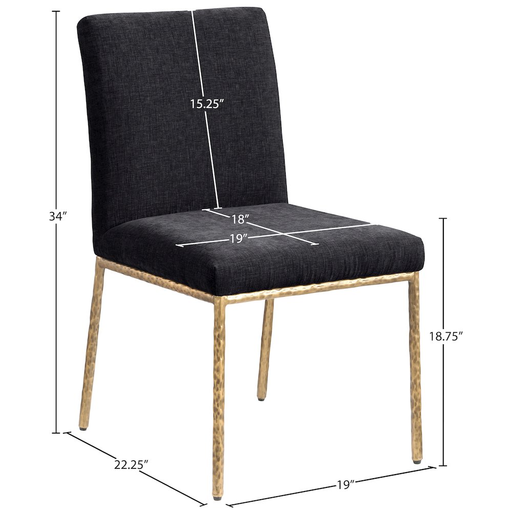Reeves Black Chenille Fabric Upholstered Dining Side Chair, Set of 2