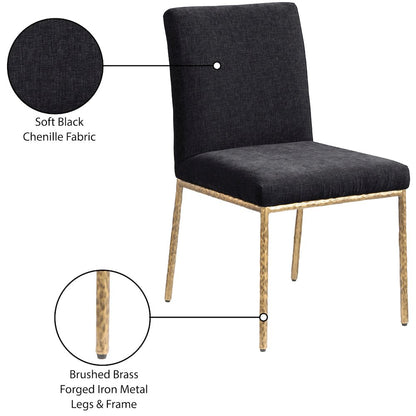 Reeves Black Chenille Fabric Upholstered Dining Side Chair, Set of 2
