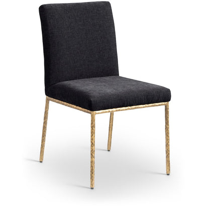 Reeves Black Chenille Fabric Upholstered Dining Side Chair, Set of 2