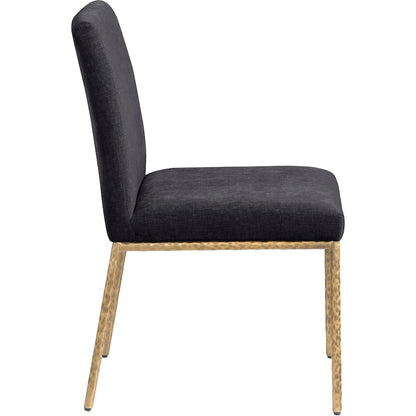Reeves Black Chenille Fabric Upholstered Dining Side Chair, Set of 2