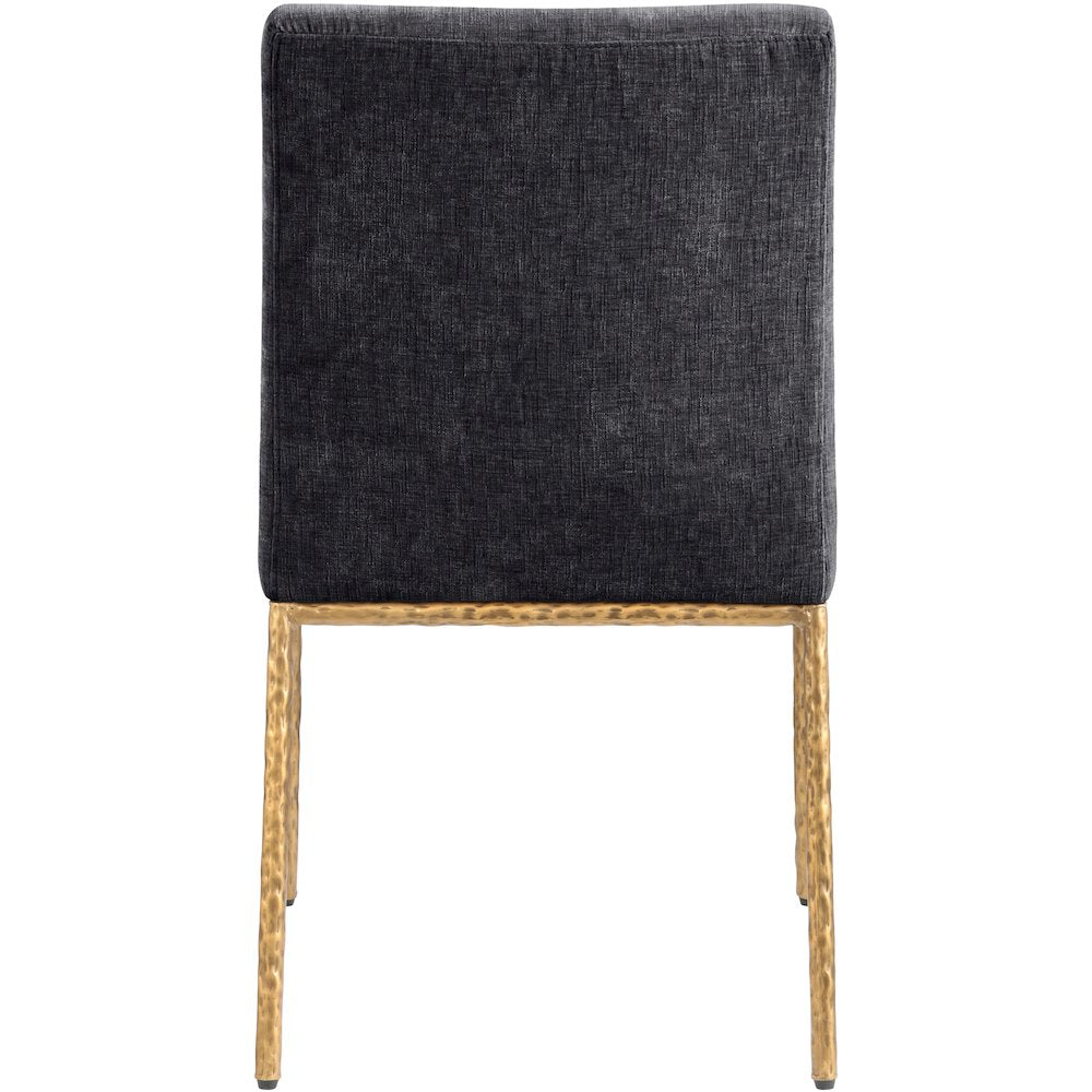 Reeves Black Chenille Fabric Upholstered Dining Side Chair, Set of 2