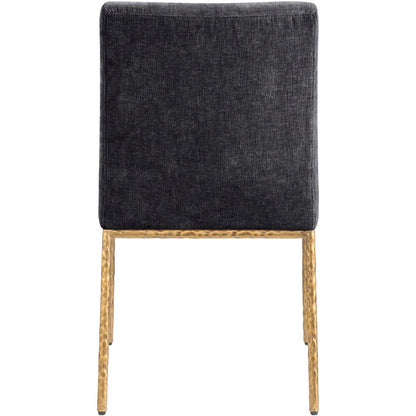 Reeves Black Chenille Fabric Upholstered Dining Side Chair, Set of 2