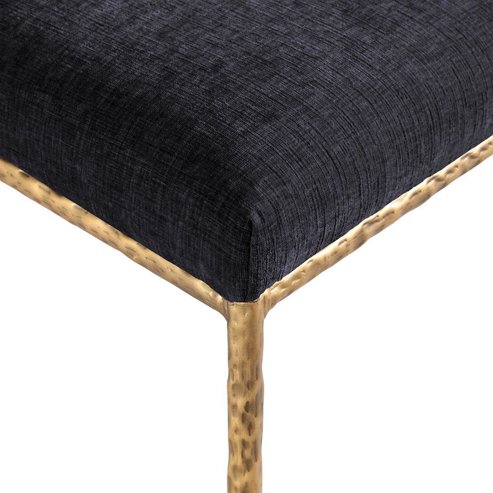 Reeves Black Chenille Fabric Upholstered Dining Side Chair, Set of 2