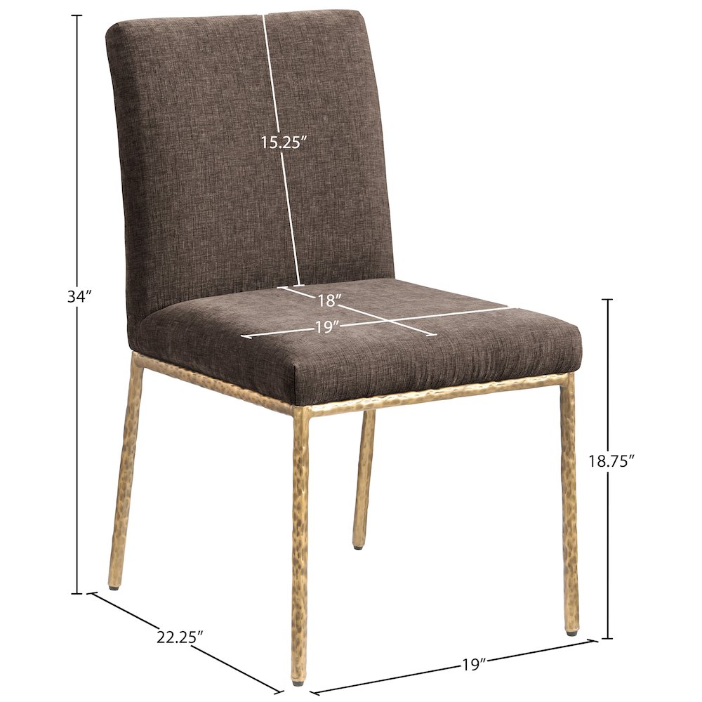 Reeves Brown Chenille Fabric Upholstered Dining Side Chair, Set of 2