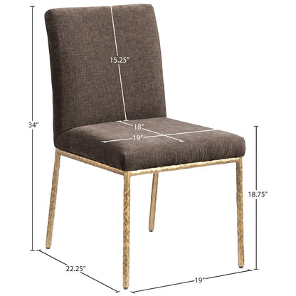 Reeves Brown Chenille Fabric Upholstered Dining Side Chair, Set of 2