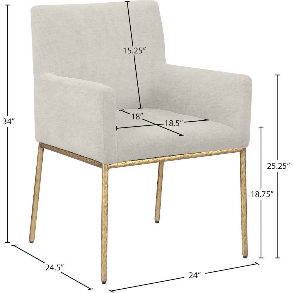 Reeves Cream Chenille Fabric Dining Chair, Set of 2