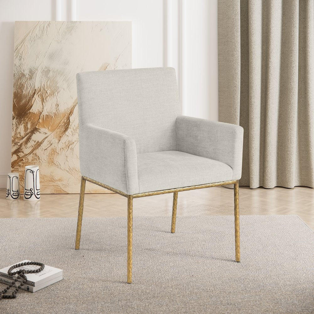 Reeves Cream Chenille Fabric Dining Chair, Set of 2
