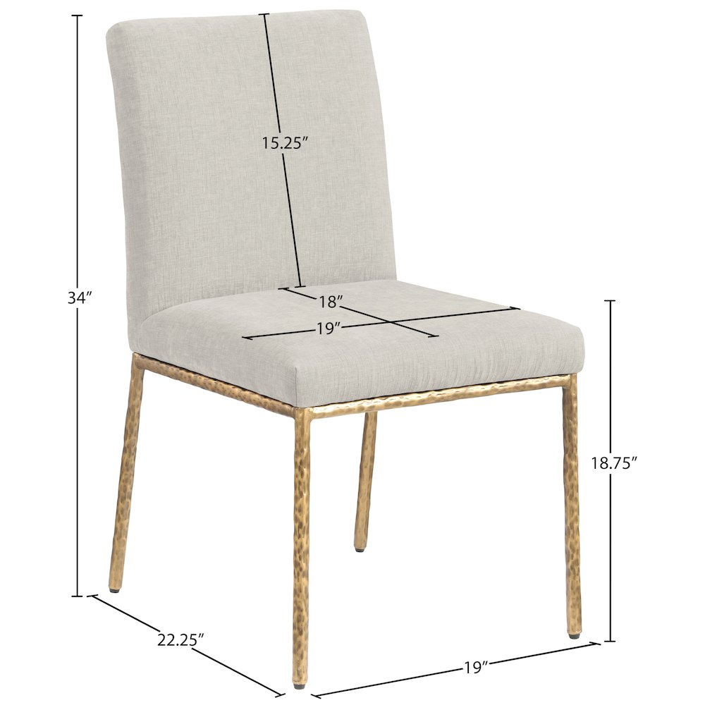Reeves Cream Chenille Fabric Upholstered Dining Side Chair, Set of 2