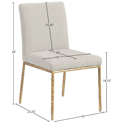 Reeves Cream Chenille Fabric Upholstered Dining Side Chair, Set of 2