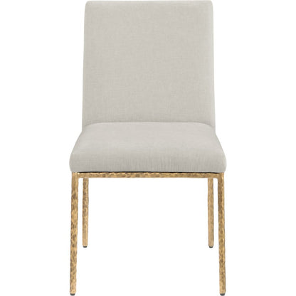 Reeves Cream Chenille Fabric Upholstered Dining Side Chair, Set of 2