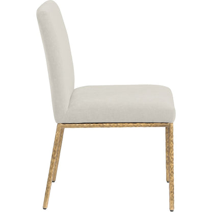 Reeves Cream Chenille Fabric Upholstered Dining Side Chair, Set of 2