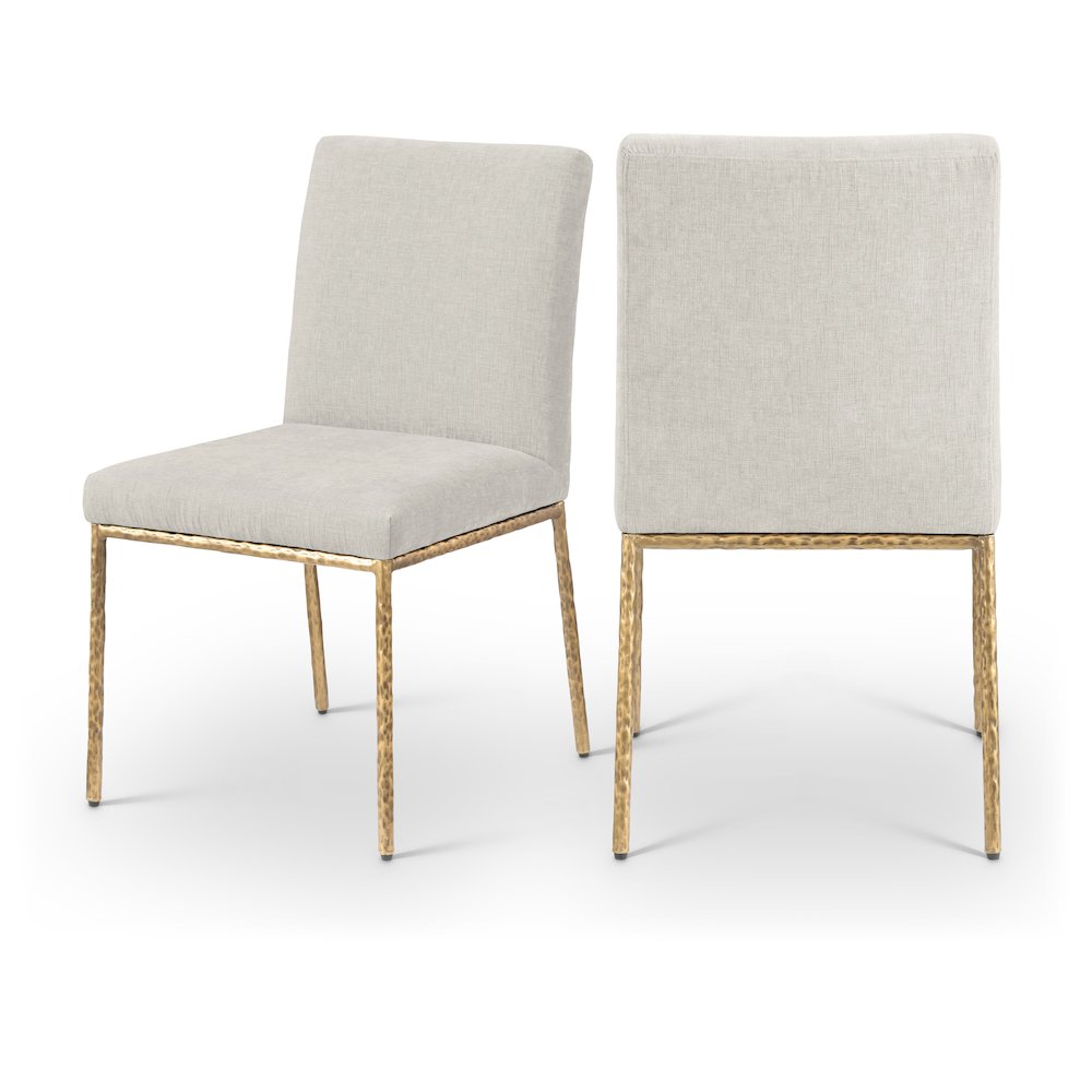 Reeves Cream Chenille Fabric Upholstered Dining Side Chair, Set of 2