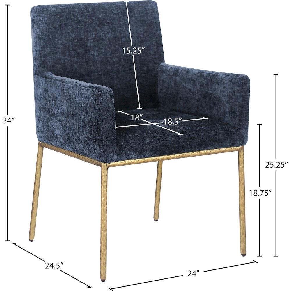 Reeves Navy Chenille Fabric Dining Chair, Set of 2