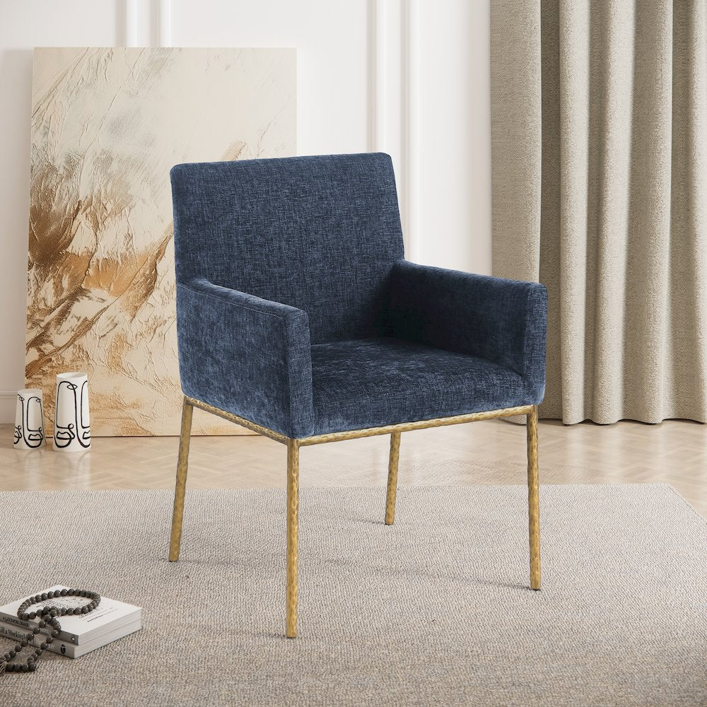 Reeves Navy Chenille Fabric Dining Chair, Set of 2