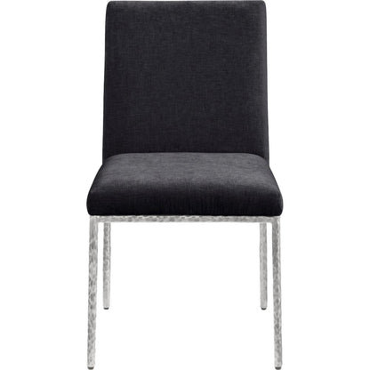 Reeves Black Chenille Fabric Upholstered Dining Side Chair, Set of 2