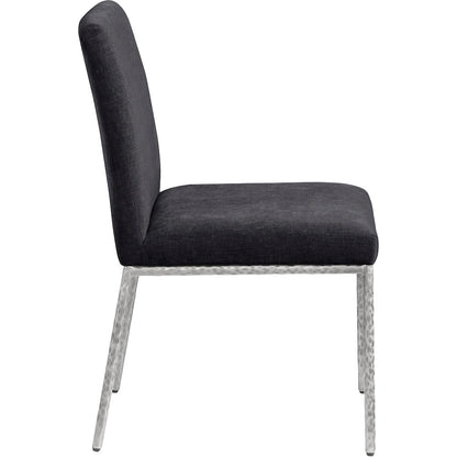 Reeves Black Chenille Fabric Upholstered Dining Side Chair, Set of 2