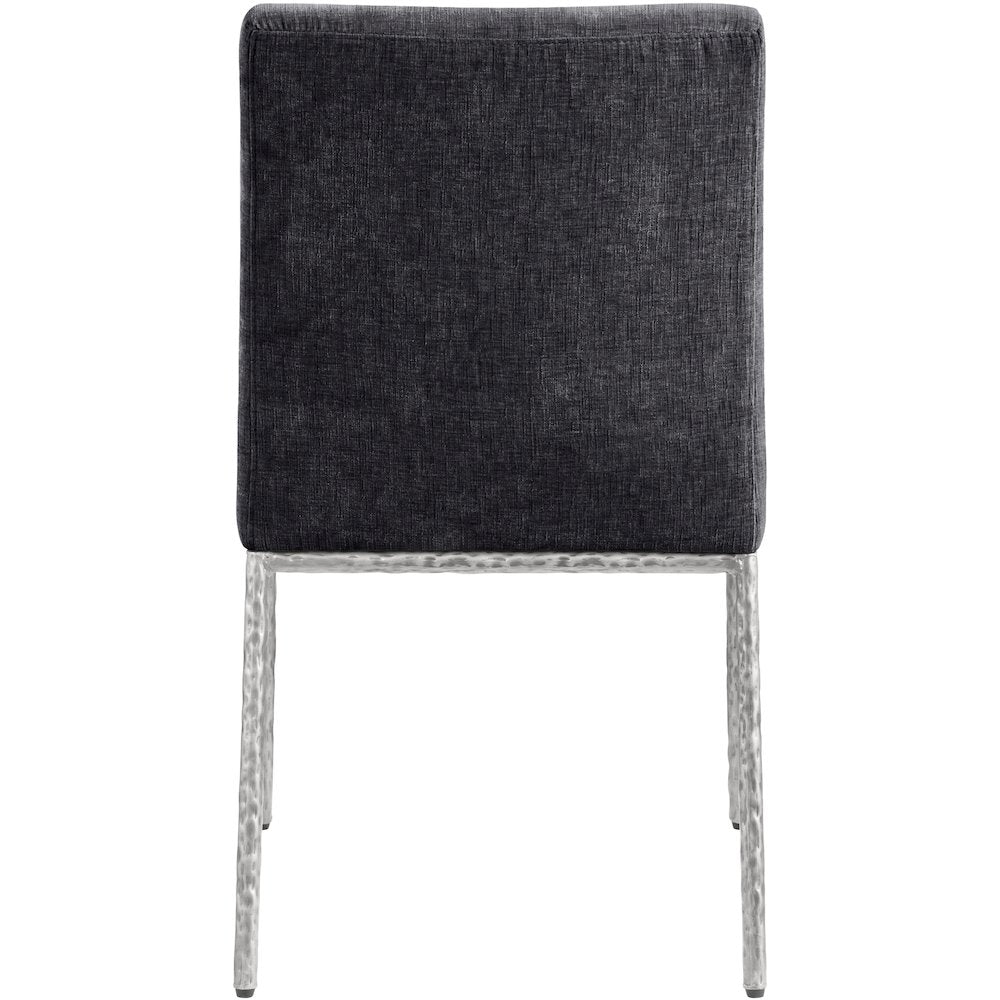 Reeves Black Chenille Fabric Upholstered Dining Side Chair, Set of 2