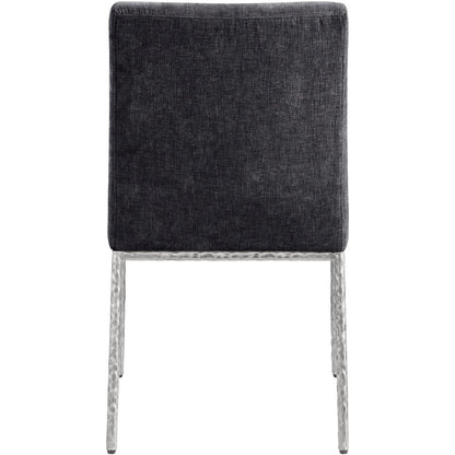 Reeves Black Chenille Fabric Upholstered Dining Side Chair, Set of 2