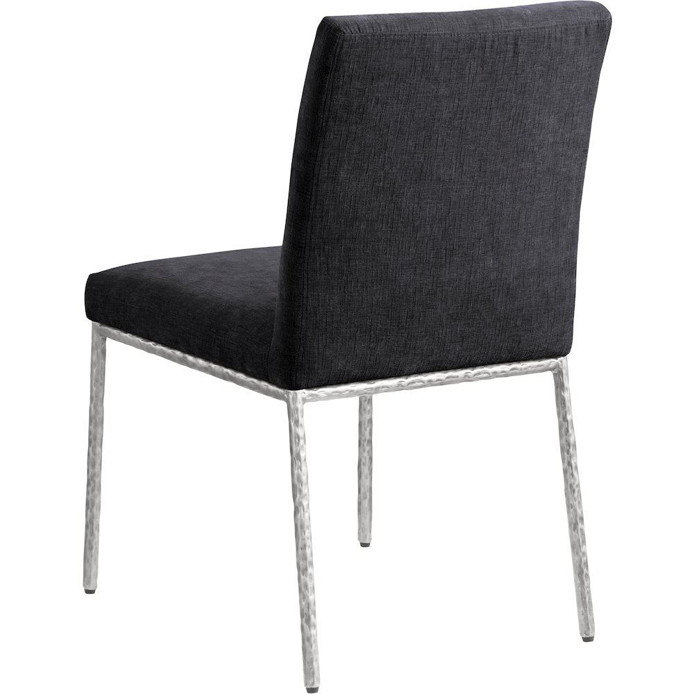 Reeves Black Chenille Fabric Upholstered Dining Side Chair, Set of 2