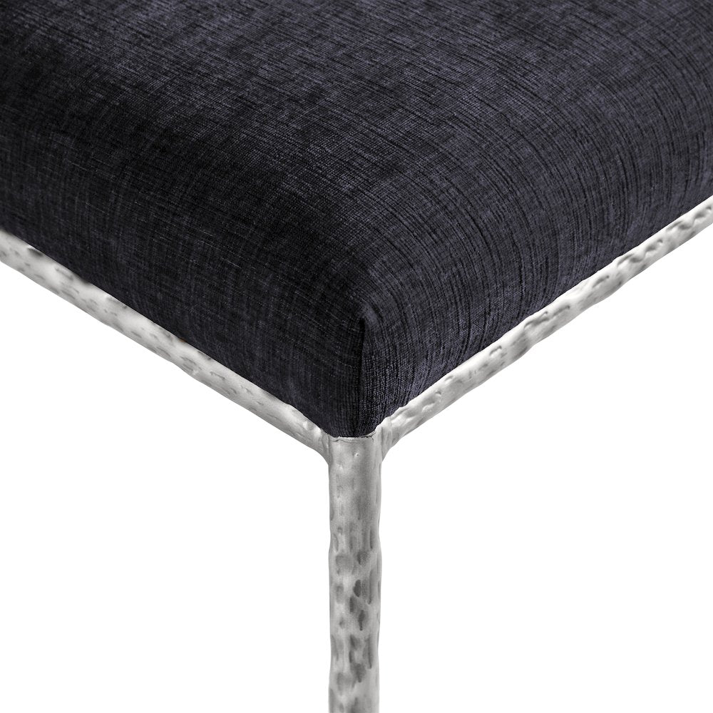 Reeves Black Chenille Fabric Upholstered Dining Side Chair, Set of 2