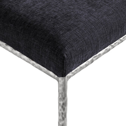 Reeves Black Chenille Fabric Upholstered Dining Side Chair, Set of 2