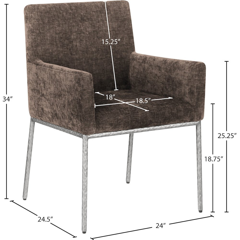 Reeves Brown Chenille Fabric Dining Chair, Set of 2