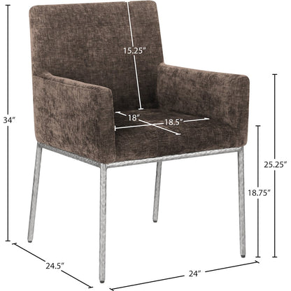 Reeves Brown Chenille Fabric Dining Chair, Set of 2