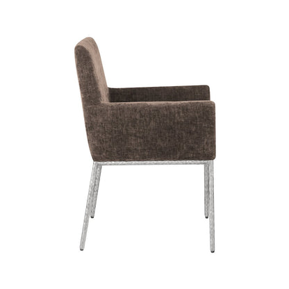 Reeves Brown Chenille Fabric Dining Chair, Set of 2