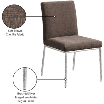 Reeves Brown Chenille Fabric Upholstered Dining Side Chair, Set of 2