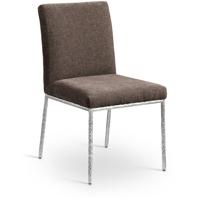 Reeves Brown Chenille Fabric Upholstered Dining Side Chair, Set of 2
