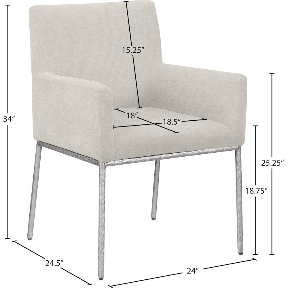 Reeves Cream Chenille Fabric Dining Chair, Set of 2