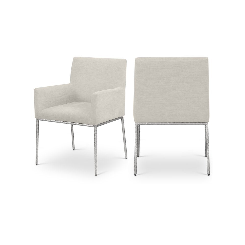 Reeves Cream Chenille Fabric Dining Chair, Set of 2