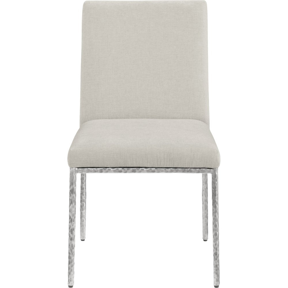 Reeves Cream Chenille Fabric Upholstered Dining Side Chair, Set of 2