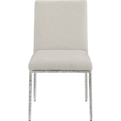 Reeves Cream Chenille Fabric Upholstered Dining Side Chair, Set of 2