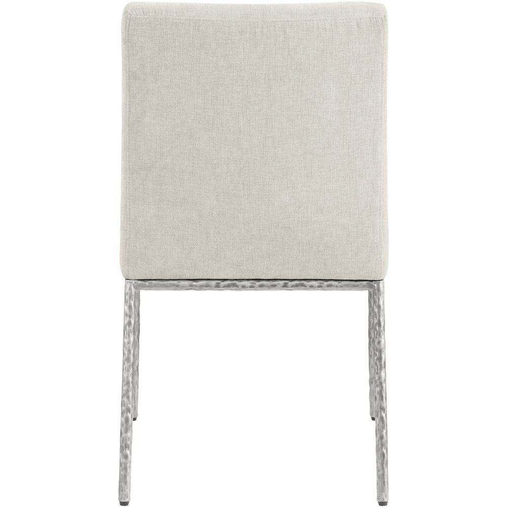Reeves Cream Chenille Fabric Upholstered Dining Side Chair, Set of 2