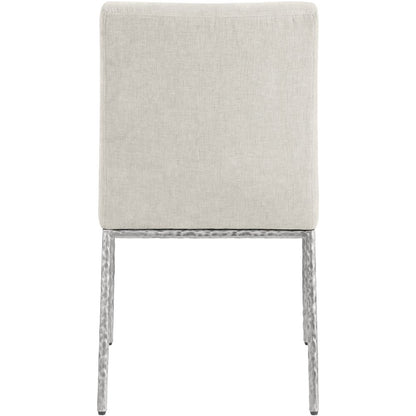 Reeves Cream Chenille Fabric Upholstered Dining Side Chair, Set of 2