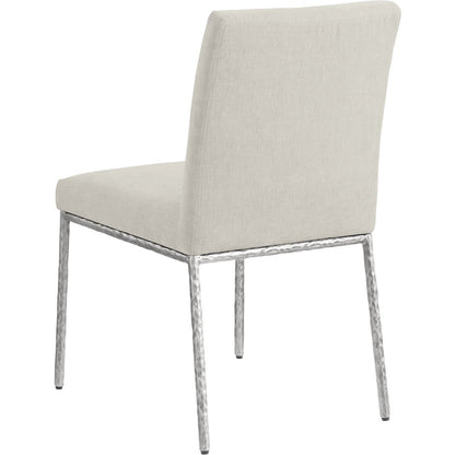Reeves Cream Chenille Fabric Upholstered Dining Side Chair, Set of 2