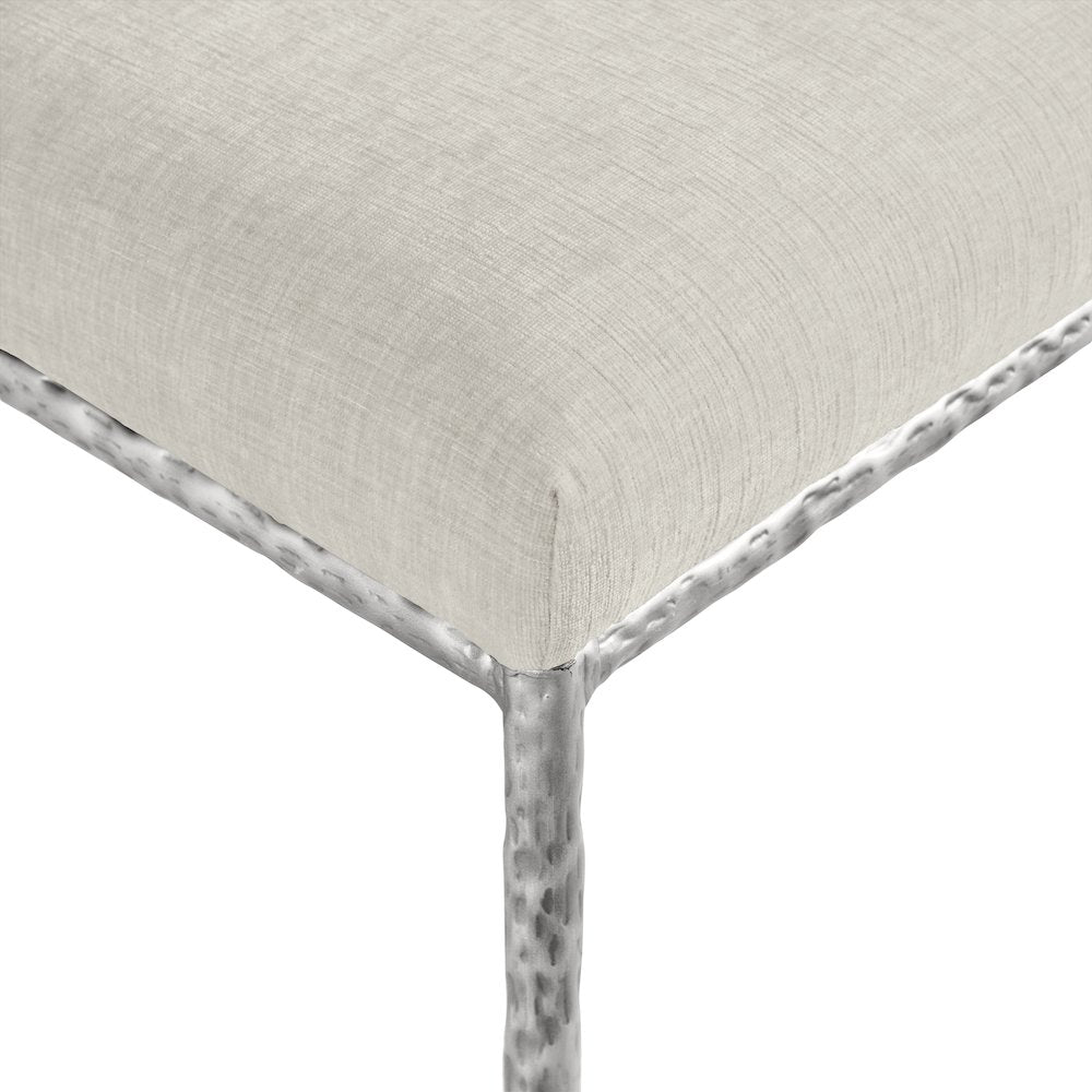Reeves Cream Chenille Fabric Upholstered Dining Side Chair, Set of 2