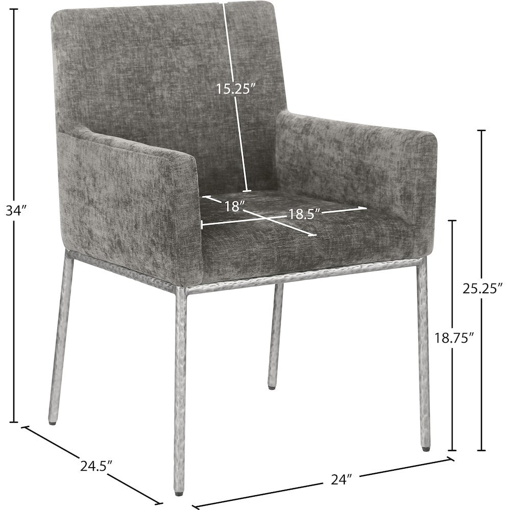 Reeves Grey Chenille Fabric Dining Chair, Set of 2