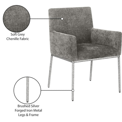 Reeves Grey Chenille Fabric Dining Chair, Set of 2