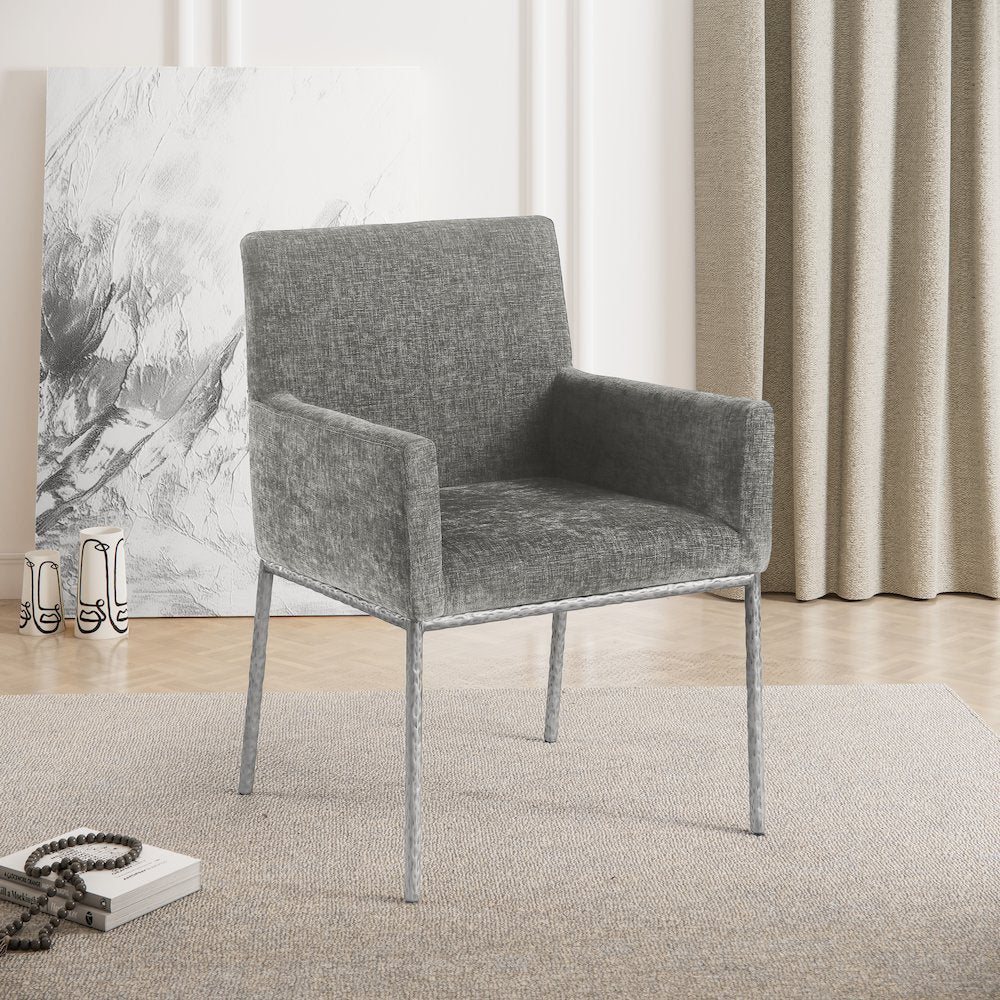 Reeves Grey Chenille Fabric Dining Chair, Set of 2