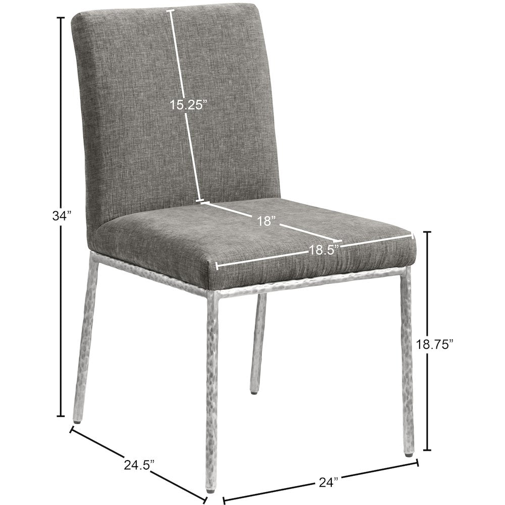 Reeves Grey Chenille Fabric Upholstered Dining Side Chair, Set of 2