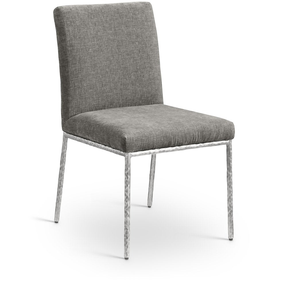 Reeves Grey Chenille Fabric Upholstered Dining Side Chair, Set of 2