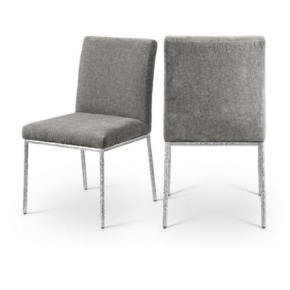 Reeves Grey Chenille Fabric Upholstered Dining Side Chair, Set of 2