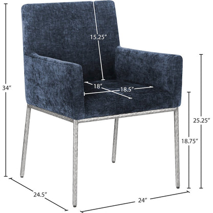 Reeves Navy Chenille Fabric Dining Chair, Set of 2