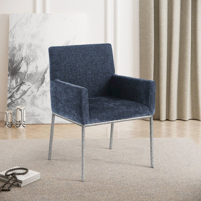 Reeves Navy Chenille Fabric Dining Chair, Set of 2