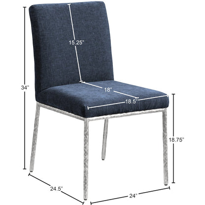 Reeves Navy Chenille Fabric Upholstered Dining Side Chair, Set of 2