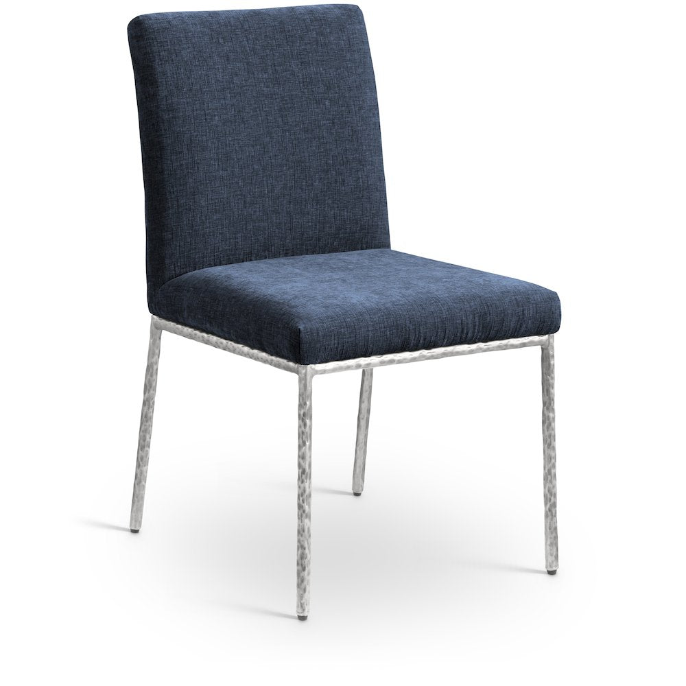 Reeves Navy Chenille Fabric Upholstered Dining Side Chair, Set of 2