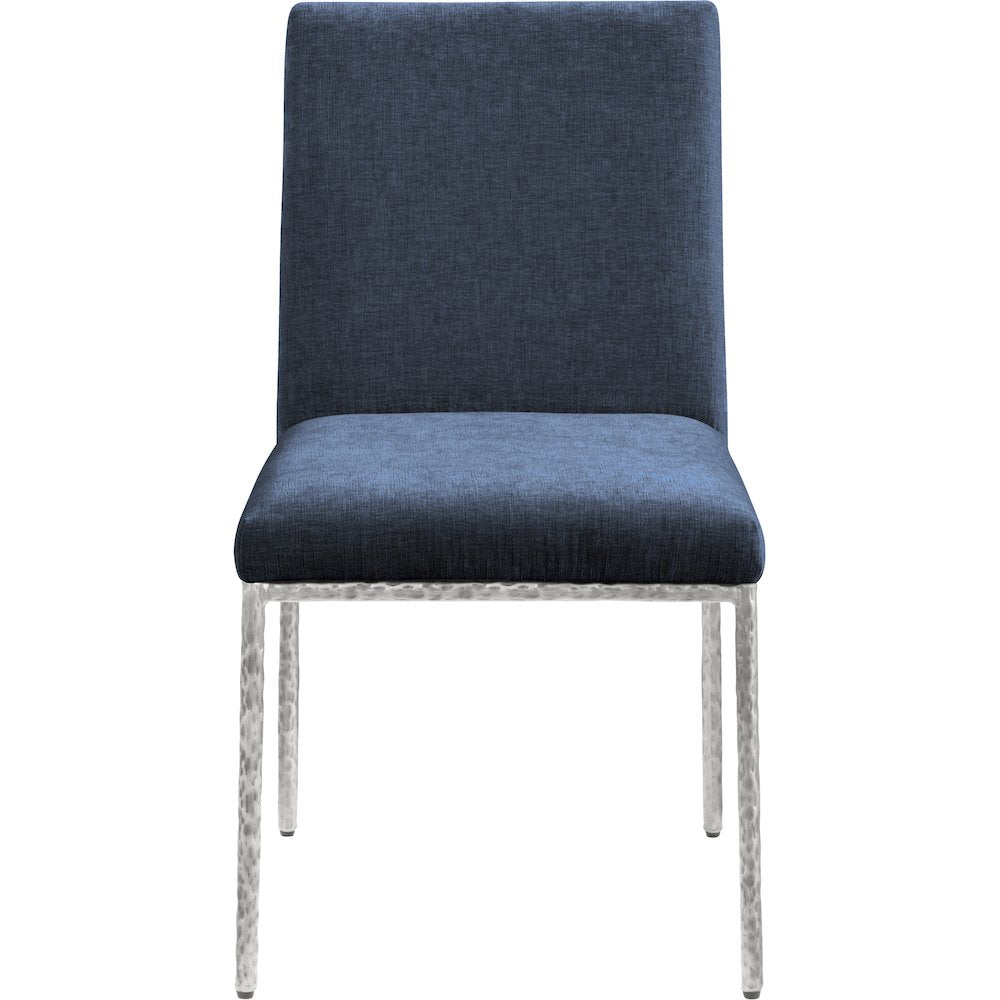 Reeves Navy Chenille Fabric Upholstered Dining Side Chair, Set of 2