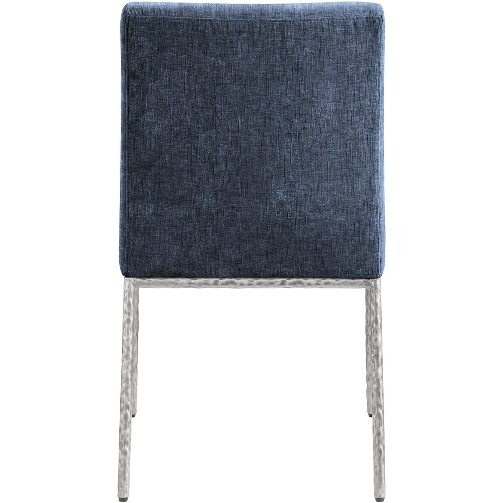 Reeves Navy Chenille Fabric Upholstered Dining Side Chair, Set of 2